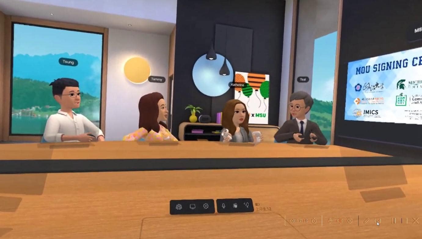 Figure 2. A picture of how the avatars appear in virtual reality. From left to right, the figures represent Dr Tsung-Jen Shih, Dr Jih-Hsuan Lin, Dr Yi-Ning Chen, and Dr Tsai-yen Li, respectively. 