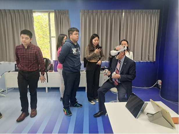 MA students from the College of Communication at NCCU provided Dr. Gorham with instructions on the facility.